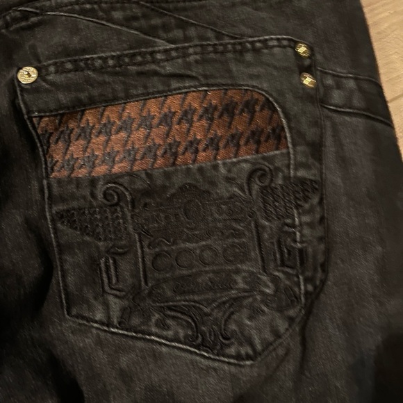 COOGI Australia Black Jeans with Brown Accent and Gold Embroidery (46x36) - Picture 4 of 13